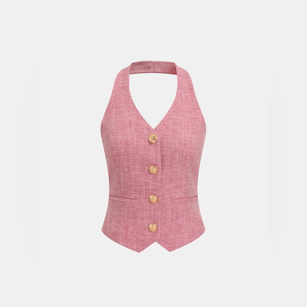 Commense Wide-Leg High-Rise Trousers in Dusty Rose - Picture 5 of 5